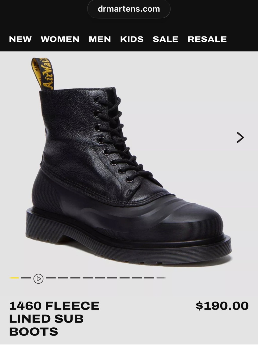 Dr. Martens 1460 Black Lace-Up Fleece-Lined Boots NWOT